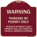 Signmission Warning Parking by Permit Vehicles w/o Valid Permits Towed Vehicl Alum, 18" x 18", BU-1818-22714 A-DES-BU-1818-22714